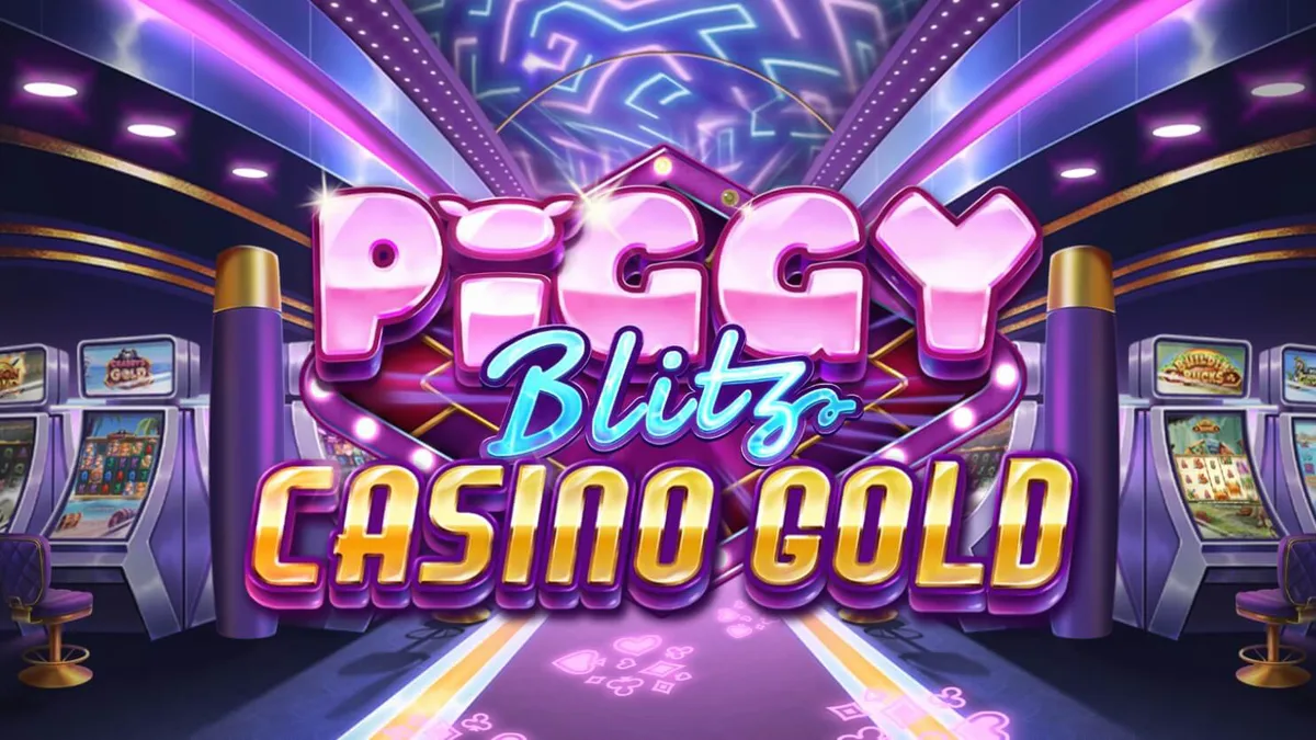 Tampilan visual slot Piggy Blitz Casino Gold dengan tema kasino mewah dan neon.