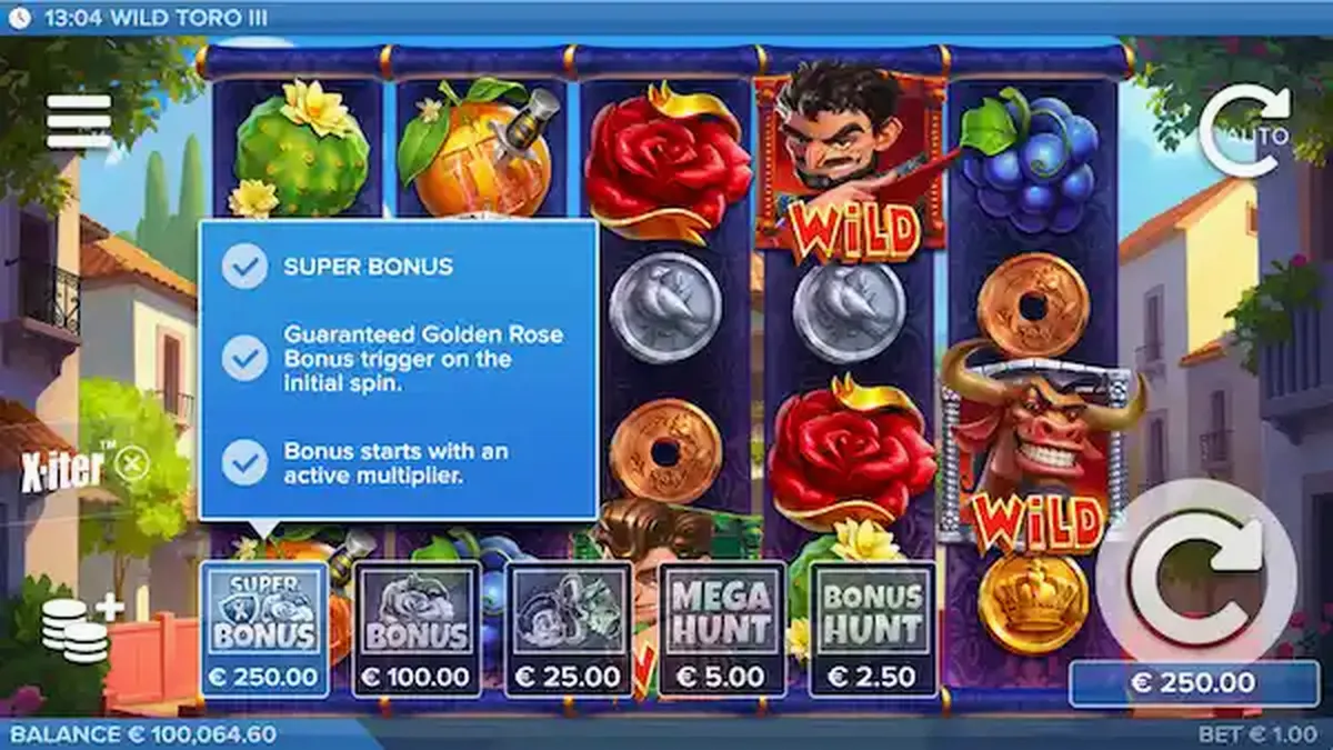 Wild Toro 3 slot game screen with bull and matador theme